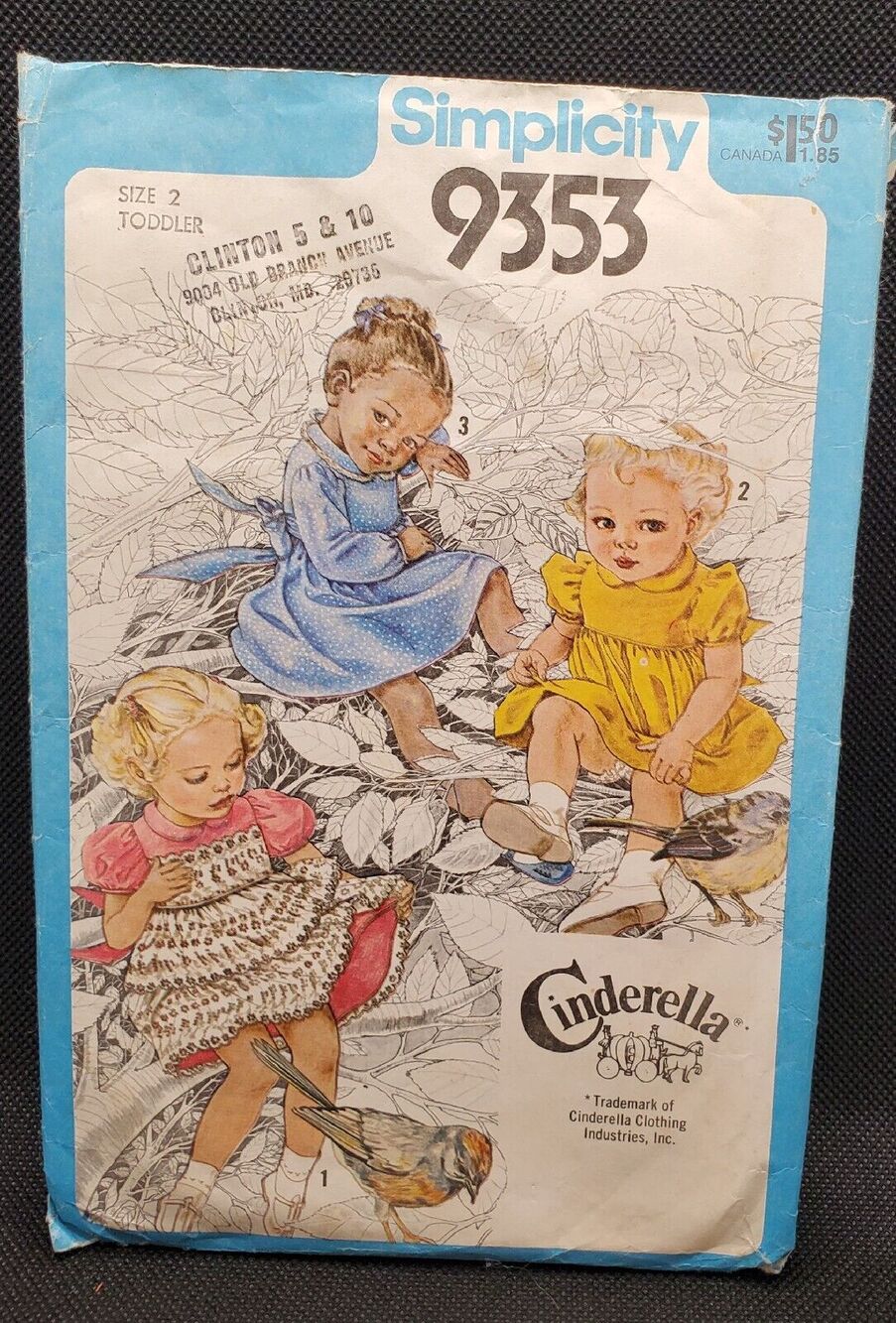 Simplicity 9353 Sewing Pattern Cinderella Dresses, Size 1/2 - 3 Toddler CUT